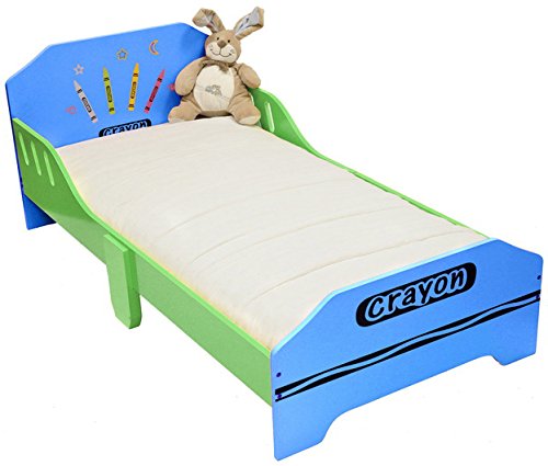 Bebe Style Children's Junior Wooden Bed (Blue, Crayon Themed)