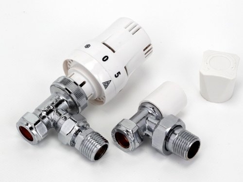 Trieste Angled White Thermostatic Radiator Valve 10 pack
