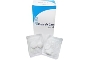 EUROMEDIS Boules de gaze stériles, taille 20 mm, 1g à 1,2g - Boîte de 25 sachets de 4