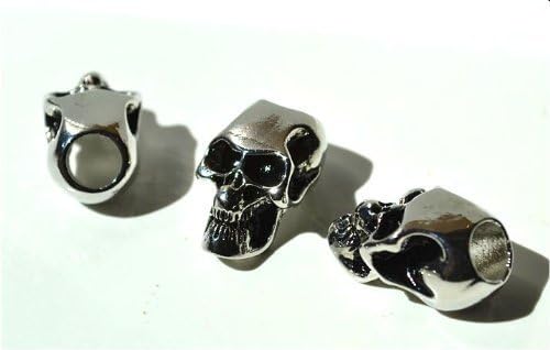 5 Metal Chrome Skull Beads For 550 Paracord Bracelets, Lanyards, &amp; Other Projects by House of Beads