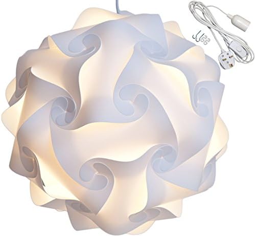 Lightingsky Ceiling Pendant DIY IQ Jigsaw Puzzle Lamp Shade Kit with 12 Feet Hanging Cord (12 inch, White)