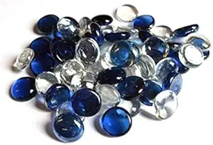 Kapoor pets? White/Blue Polished Decorative, Garden, Landscaping, Aquarium and Home Decor Pebbles Stones - 500 Gram Polished Oval Fire Glass Pebbles (Blue, White 0.5 kg)