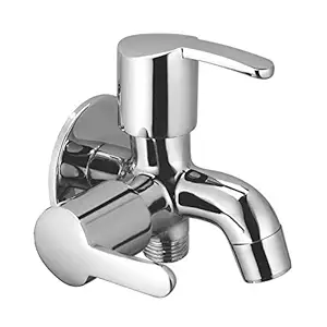 Zap 2 in 1 Brass Bib Cock Tap | Two in One Multi Tap with Wall Flange | Quarter Turn (Foam Flow/Chrome Finish)