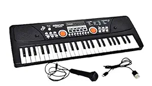 Mahi Enterprise 49 Key Piano Keyboard with Microphone, Recording, MIC, USB Cable - 16 Tones, 8 Rhythms, 6 Demos and 5 Percussion (Black)