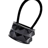 Punk Fake Metal Hair Cuff Ponytail Clip Holder Rubber Bands (A3-Black)