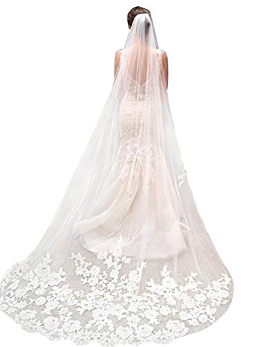 Babyonline Damen Brautschleier Hochzeit Schleier Bodenlang Tüll Mit Applikation