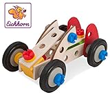 montessori spielzeug ab 3 jahren FSC 100% zertifiziert Eichhorn 100039016 - Constructor Rennauto, 50-tlg., Holz-Konstruktions-Set, 3 verschiedene Modellvarianten baubar, FSC 100% Zertifiziertes Buchenholz, Made in Germany