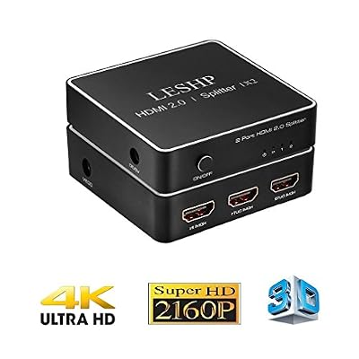 LESHP 4K x 2K HDMI Répartiteur, HDMI 2.0 1x2 Splitter, 1 source HDMI vers 2 ECRANS - FULL HD 1080p 30hz- HDMI Splitter Amplificateur Distributeur Signal Soutien 3D CEC HDCP