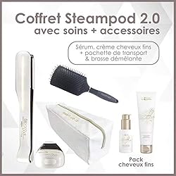 L'oreal - Pack fer à Lisser Fins Steampod + brosse + Sérum + Crème + trousse