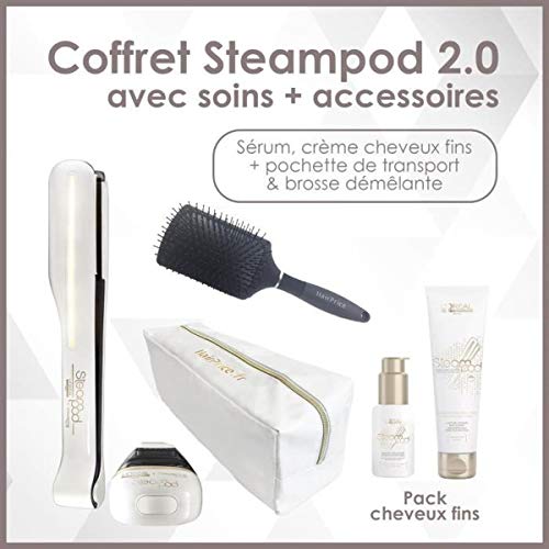 L'oreal - Pack fer à Lisser Fins Steampod + brosse + Sérum + Crème + trousse