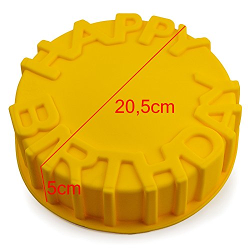 Silikonform für Geburtstag – Kuchen, Geburtstags – Geschenk, Party – cake, Happy Birthday direkt auf dem Kuchen, Kinder – Geburtstag, Süßigkeiten, Nachtisch, Back – Form, Farbe: Gelb - 6