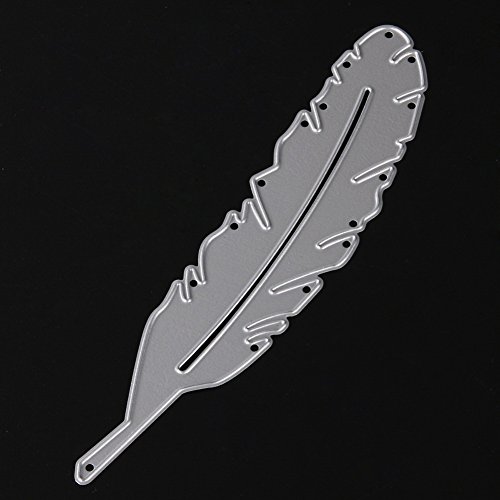 Demiawaking 2Pcs Metall Feder Form Stanzschablonen Metall Schneiden Schablonen für DIY Scrapbooking Album, Schneiden Schablonen Papier Karten Sammelalbum Dekor - 5
