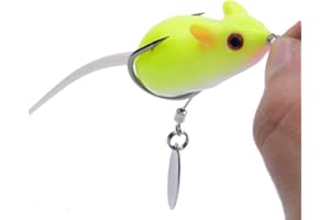 Ogquaton Artificielle Topwater Leurres Souris 3D Leurre Souple Appâts avec Doubles Crochets Artificielle Accessoires de Leurre de Pêche Vert