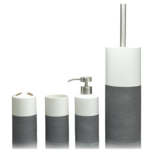 Sealskin 361840514 WC-Bürstengarnitur Doppio Badaccessoire, Porzellan, grau, 10,1 x 10,1 x 38,3 cm - 4