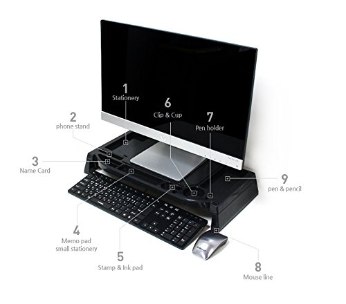 Lavolta Lagerung Veranstalter Monitor Ständer Aufbewahrung Schreibtischregal mit Stauraum für Acer AOC ASUS BenQ Dell Eizo Fujitsu LG Philips Samsung Viewsonic Flat Panel LCD TV Bildschirm Display Computer Desktop All-in-One PC - 3