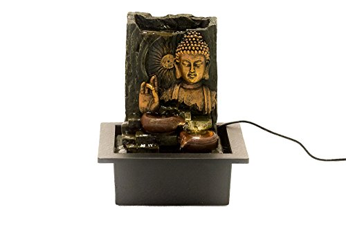 Buddha Hand Gestures Indoor Fountain By ZENINFLUX- Polyresin Water Fountain With Lighting System- Electric Pump- Easy Installation- Relaxing & Calming- Soothing & Ambient Effect- Size:L21xW17xH25cm