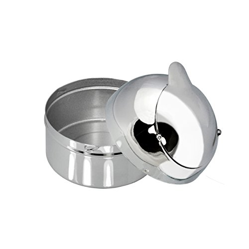 Aschenbecher Windaschenbecher aus Metall verchromt mit Klappe – 3 Stück – Durchmesser 9 cm - 4