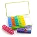 Produktbild PuTwo Pillendose 7 Tage mit 28 Fächern Wöchentliche Tablettendose 4 Fächer pro Tag Tragbere Medikamentenbox 1 Woche für Reise Tablettenbox für Unterwegs Pillenbox mit Transparenten Etui - Regenbogen