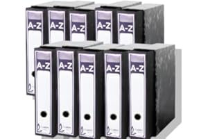 ABD Carpeta AZ Organizadora Premium A-Z con Caja Elegante en Negro Jaspeado – Perfecto para Formato Folio, Ancho 75 mm – Elegancia y Eficiencia en Tu Espacio de Trabajo (Pack de 10)