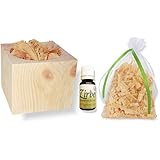 Geschenkset Original-Zirbenduftbox / Zirbenduft-Set, Zirbenwürfel 'SIMPLE' 9,5x9,5cm + 10ml BIO-Zirbenöl + Zirbensäckchen - ein 100%iges BIO-Naturprodukt