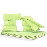 Bettwäsche Pure Badezimmer 6-teilig 100% superkardierte Baumwolle, feinfädige Single-Qualität-hoher doppelseitig mit Frottee, Farbe und Neonrosa Tonic, Apfelgrün, 550 g/m2, made in Portugal