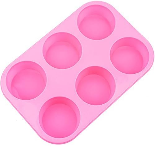 Circle Baking Moulds for Muffin Cupcakes - 6 Silicone Muffin Cups, Handmade Soap, Biscuit Chocolate Ice Cake Pastry Cupcake Moulds