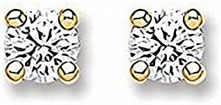 Solitaire Earrings Gold Earrings CZ Earrings Yellow Gold Brilliant CZ Stud Earrings