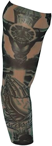 Fake Tattoo Sleeve Adults Halloween Wearable Arm Cover Prank Temporary Body Art Fancy Dress Costume Blessed Design (T24)