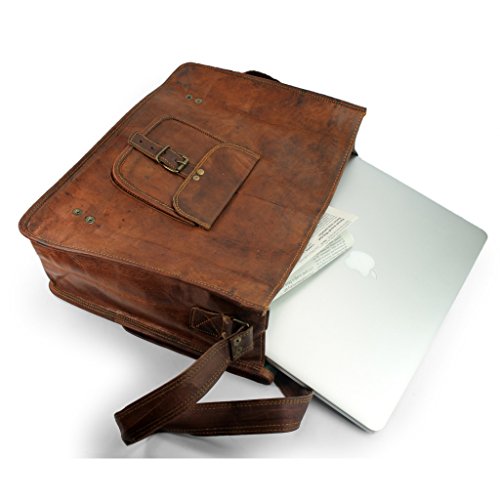 A.P. Donovan – Leder-Schulter-Tasche handgefertigt – robuster Messenger Bag im vintage Look – Laptop-Büro-Akten-Umhänge-Tasche mit Tragegriff - 7