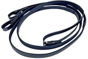 Benz Equestrian Anti Slip Leather Reins 56" for Horse with Rubber Grip in Black Tone (Large/Full , Black)