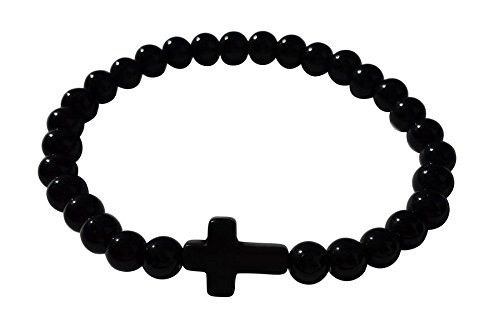 Preisvergleich Produktbild Akacha Rosenkranz-Armband mit Kreuz, Unisex, Schwarz