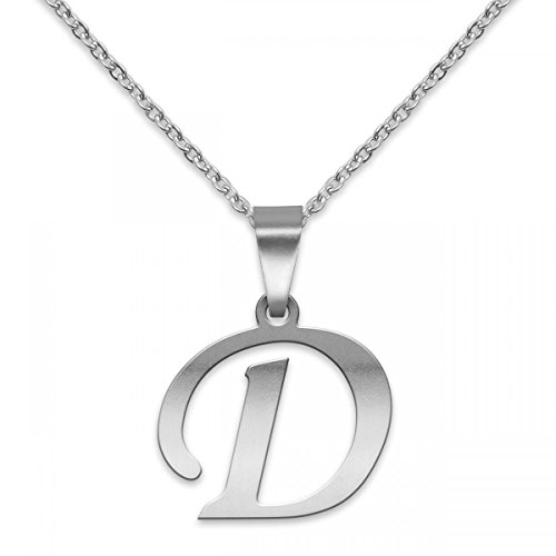 SoulCats letras pulidas Colgante hecho de acero inoxidable en plata; Letra: D