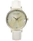 Anne Klein Frauen AK/2790 CMWT Gold-Tone und Weißes Leder Armbanduhr