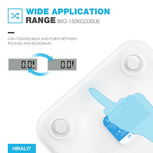 HIRALIY umweltfreundliche digitale Körperwaage, digitale Personenwaage großer Präzision Badezimmer-waage mit LED-Display, weiß (WS001) - 3