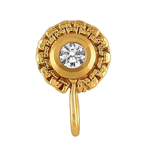 ACCESSHER Gold Plated Traditional Circle Kundan Nose Pin without Piercing for women and girls pacmk of 1