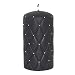 Produktbild tradingbay24 Elegance-Stumpenkerze Diamant mit Glitzerelementen Handarbeit Ø 7 cm Handmade Deko-Kerze Design-Kerze Elegance-Kerze (14 cm, schwarz (matt))