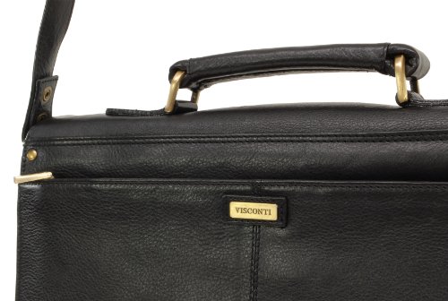 Visconti Schwarz Leder Aktentasche / Umhängetasche A4 (18074) – Größe: B: 40 H: 27 T: 11 cm - 6