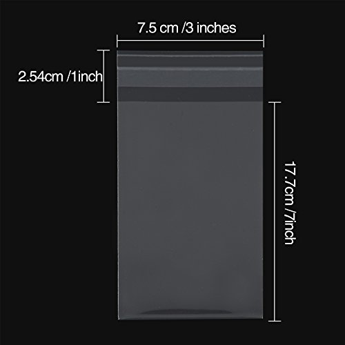Outus 300 Stück (3 x 7 Zoll) Klare Cellophan Taschen Selbstklebende Dichtung Beutel OPP Plastiktasche für Bäckerei, Süßigkeit, Seife, Plätzchen - 2
