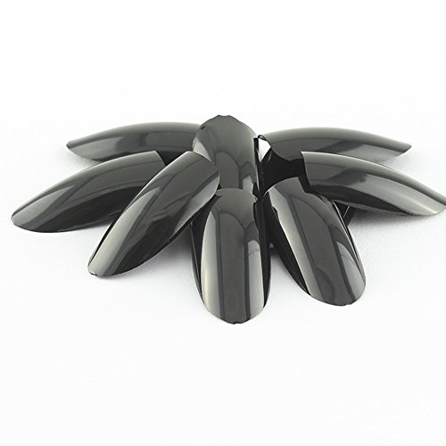 500 Oval Black French Nail Art Tips Full Cover Acrylic Nails (Black)