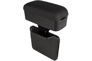 Qirc Accoudoir de Voiture pour Console Centrale, Extension d'accoudoir pour coude et Avant-Bras, Hauteur réglable, Coussin Confortable Universel (Noir avec Porte-gobelets)