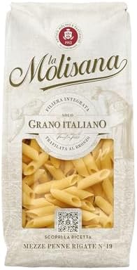 La Molisana - Mezze Penne Rigate n. 19, Pasta Classica da Solo Grano Italiano, Trafilata al Bronzo, Ricca di Fibre e Gusto Deciso, Confezione da 500 g