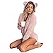 Produktbild Damen Jumpsuit,Transwen Frauen mit Kapuze Herbst niedlich Shorts Strampler Home Service Overall Pyjamas Schlafanzug Langarm Nachtwäsche Winter Sleepwear (S, Rosa)