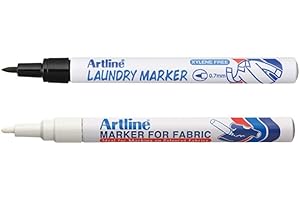 Artline Black Laundry Marker and White Fabric Marker (Twin Pack)