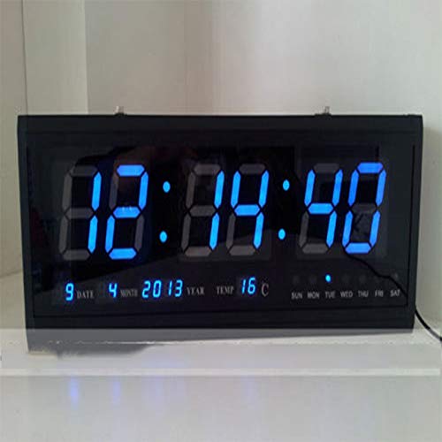 LIUXIAOJIE Timer Calendario 12 / 24H, Orologio da Parete, Grande, Quadrato, Digitale, Orologio da Parete, Blu