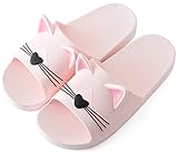  Saldgoiz Damen Herren Dusch- und Badeschuhe Badelatschen Badeschlappen Sommer Hausschuhe Slides Badesandalen Strand Pantoletten Schuhe Pink(Cat) 37/38 EU/38-39CN