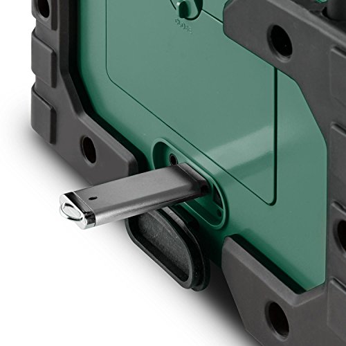 oneConcept Worksite Outdoor Baustellenradio Bluetooth Lautsprecher (spritzwassergeschützt, DAB+, UKW, MP3-fähiger USB Port, Weckfunktion, Batterie- oder Netzbetrieb) grün - 6