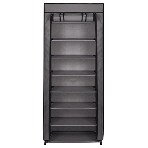 Schuhschrank Schuhregal Kellerschrank Kellerregal TAMARA, mit 8 Böden für ca. 25 Paar Schuhe, inkl. Schutzhülle in grau - 4