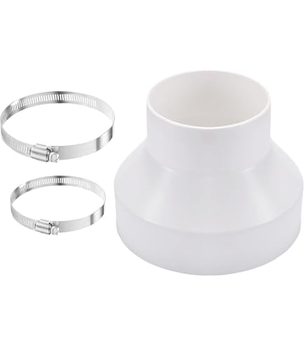 2 connettori riduttori, riduttori 120 150 160 mm, tubo di scarico con 2 fascette stringitubo in acciaio inox e 2 rotoli di nastro in alluminio, riduttore universale per cappa e tubo di ventilazione