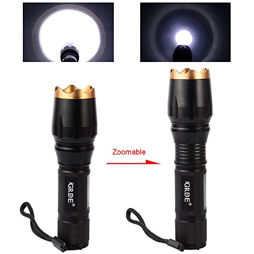 helle Taschenlampe fokussierbar 5 Modus LED Taschenlampe (inklusive Akku) spritzwassergeschützt und wiederaufladbar - 4