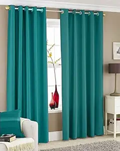 Galaxy Home Decor Solid Plain Curtains for Door 7 Feet, Pack of 2 , Aqua (Aqua, Door 7 Feet)